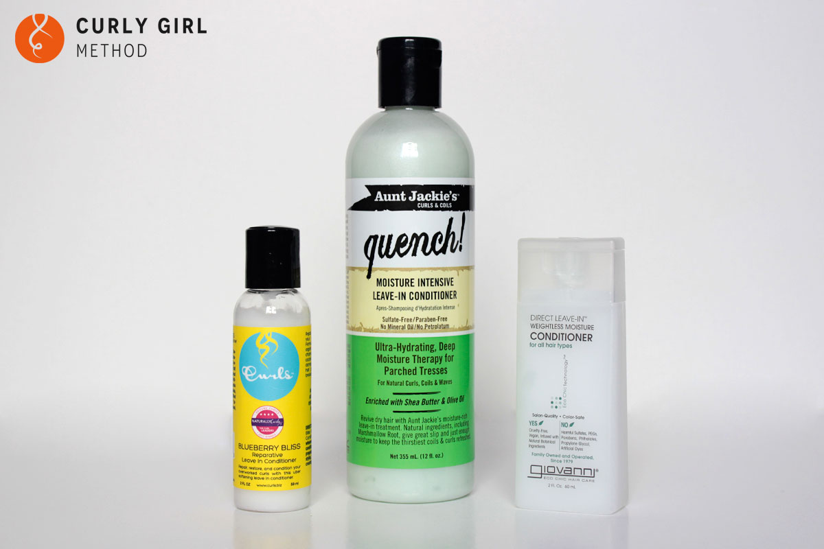 Leave-in ou des après-shampooings sans rinçage adaptés à la méthode Curly Girl